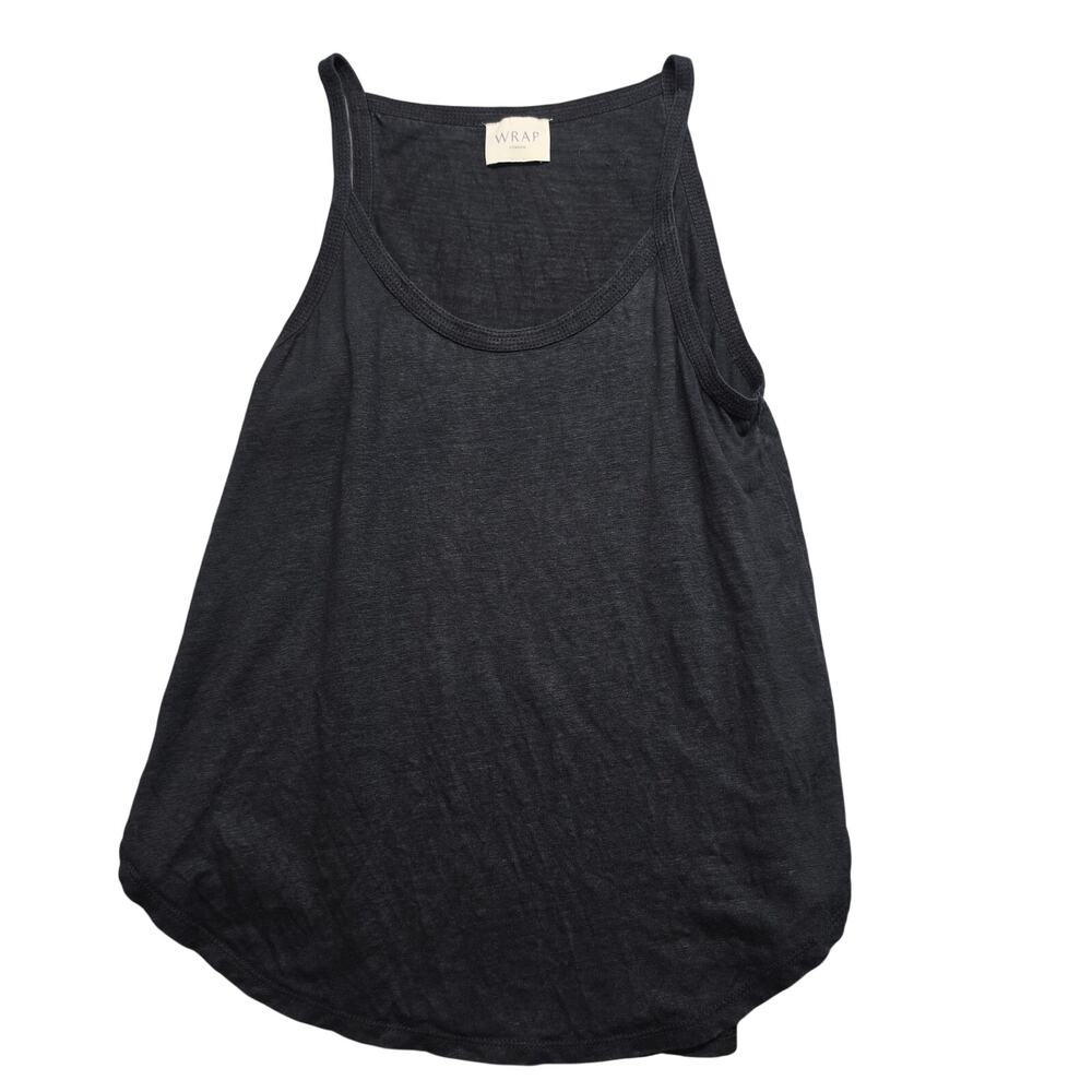 Wrap London 100% Linen Black Scoop Neck Tank Top US 6 UK 10